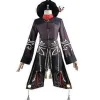 Genshin Impact Hu Tao Cosplay Kostym Outfit Spel Nationell Stil Lång Svans Tofsar Klänning Byxor Uniform Set Halloween -NMAOV( 2XL)> Dräkter