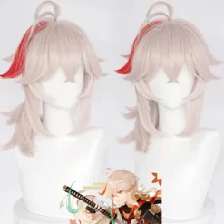 Genshin Impact Kazuha Cosplay Peruk Rosa Blandad Röd Peruk Cosplay> Peruker