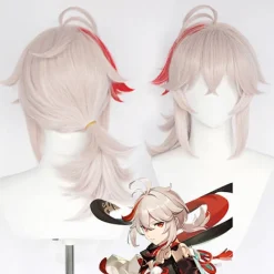 Genshin Impact Kazuha Cosplay Peruk Rosa Blandad Röd Peruk Cosplay><noscript><img width=