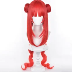 Genshin Impact NiLou BREEZE OF SABAA Peruk Anime Kostym Långt Rött Vågig Hår med Bun och Fläta Hästsvans för Kvinnor Halloween Familjefest> Peruker