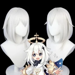 Genshin Impact Paimon Cosplay Peruk Npc Grå Kort> Peruker