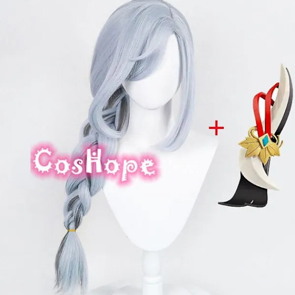 Genshin impact shenhe peruk förflätad peruk 80cm grå gradient> Peruker