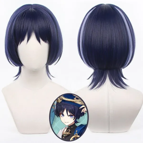 HEET Genshin Impact Wanderer Cosplay Peruk Värmebeständig syntetisk Wi> Peruker