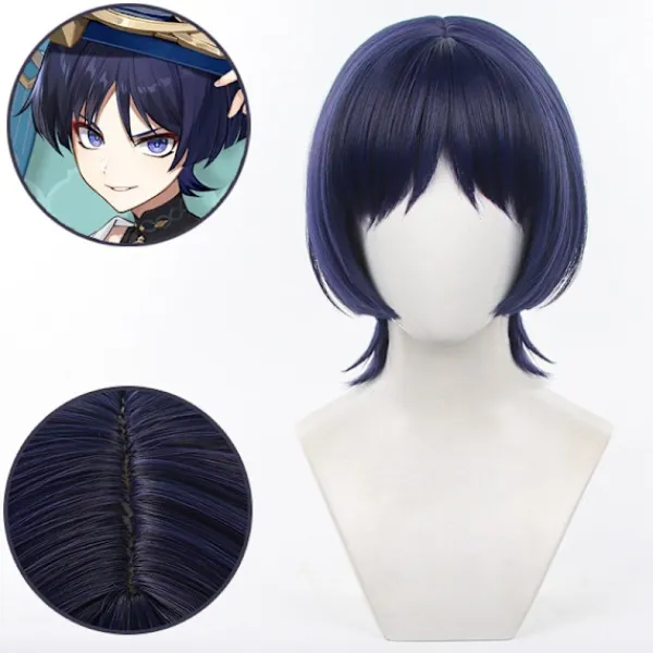 HEET Genshin Impact Wanderer Cosplay Peruk Värmebeständig syntetisk Wi> Peruker