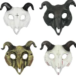 FMYSJ Getmask Halloween Kostym Party jurhuvumask Väur Horn Huvumask Horn emon Ansiktssky Cosplay Kostym (FMY)> Masker