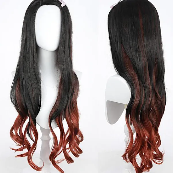 Ghost Blade cos peruk med rosa rosett dekorerad köksdörr You Douz> Peruker