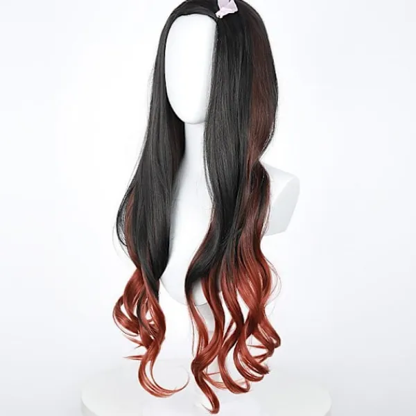 Ghost Blade cos peruk med rosa rosett dekorerad köksdörr You Douz> Peruker