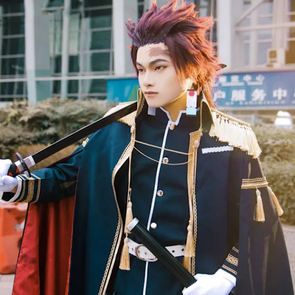 Ghost kill blade cosplay peruk anime karaktär kök dörr Tanjiro> Peruker