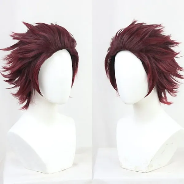 Ghost kill blade cosplay peruk anime karaktär kök dörr Tanjiro> Peruker