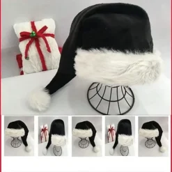 GHZ 2 st Svarta Tomteluvor - Deluxe Svartvit Julmössor för Vuxna> Huvudbonader