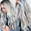 Girl Gradient Silver Grå Lång Lockig Peruk Elegant Cosplay Party> Peruker
