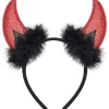 Glitter Djävulshorn Hårband, Röda Djävulshorn Djävul Kostym Kvinnor Män Flickor, Halloween Maskerad Cosplay Hårband (Svart och Röd)> Huvudbonader