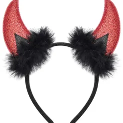 Glitter Djävulshorn Hårband, Röda Djävulshorn Djävul Kostym Kvinnor Män Flickor, Halloween Maskerad Cosplay Hårband (Svart och Röd)> Huvudbonader