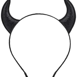Glitter Djävulshorn Huvudband, Svart Djävulshorn Djävul Kostym för Kvinnor Män Flickor, Halloween Maskerad Cosplay Hårband (Svart)> Huvudbonader