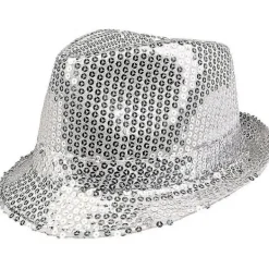 Glitterhatt, Unisex, Disco Outfit, Discoaccessoar, Karneval, Maskerad, Temafest, Temafest - vit> Huvudbonader