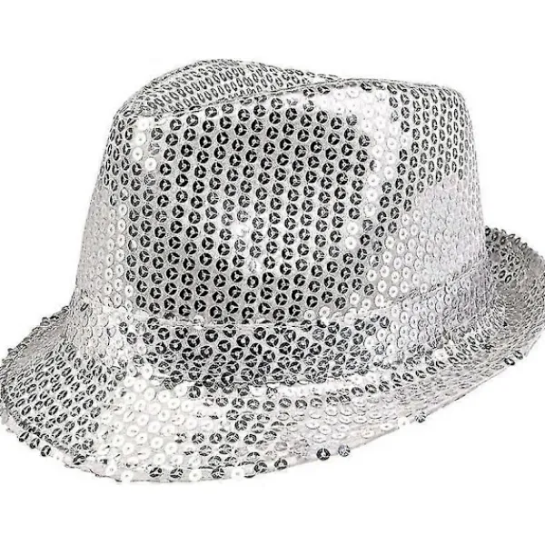 Glitterhatt, Unisex, Disco Outfit, Discoaccessoar, Karneval, Maskerad, Temafest, Temafest - vit> Huvudbonader