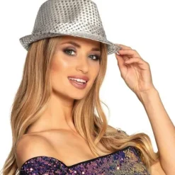 Glitterhatt, unisex, discooutfit, discoaccessoar, karneval, utklädning, temafest, temafest - Vit> Huvudbonader