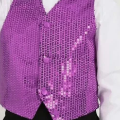 EURL Glitterväst för fest, unisex, färgstark, barn, ärmlös, paljettväst Svart XL><noscript><img width=