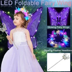 Glittrande älvvingar för vuxna, LED-hårband och trollstavar för karneval och temafester Trollslända lilaFörälderTrollslända lila><noscript><img width=