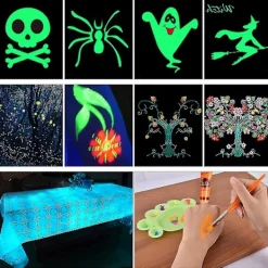 Glow In Dark Ansikts- och Kroppsmakeup UV Svartljus Neon Fluorescerande 0.34oz Set med 6 Tubar><noscript><img width=