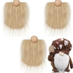BRONZE Gnompärlor och falska skägg 6st/set fuskpäls dvärgskägg träpärla för jul plysch gnomdocka h [BR]> Tillbehör