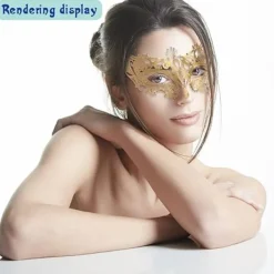 （Golden-01 Metall ）Lady of Luck Maskerad Mask med Spets S> Masker