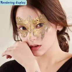 （Golden-01 Metall ）Lady of Luck Maskerad Mask med Spets S><noscript><img width=