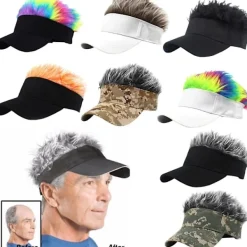Golf Baseball Cap Med Falskt Hår Cap Solskärm Roliga Toupee Hattar Herr Spikade Green> Huvudbonader