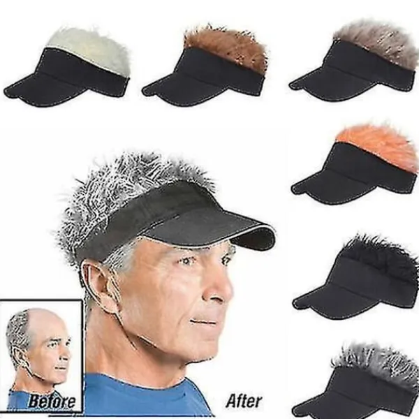 Golf Basebollkeps Med Falskt Hår Keps Solskydd Roliga Toupee Hattar Herr Spikad> Peruker