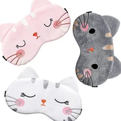 Ögonmask för Sömn 3 Stycken Tecknad Hund Ansikte Ögonskydd Rolig Djur Katt Sovmask Mjuk Lätt Natt Sömn Ögonmasker Kitty Ögonmask Blindf> Masker