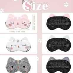 Ögonmask för Sömn 3 Stycken Tecknad Hund Ansikte Ögonskydd Rolig Djur Katt Sovmask Mjuk Lätt Natt Sömn Ögonmasker Kitty Ögonmask Blindf> Masker