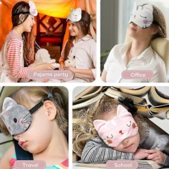 Ögonmask för Sömn 3 Stycken Tecknad Hund Ansikte Ögonskydd Rolig Djur Katt Sovmask Mjuk Lätt Natt Sömn Ögonmasker Kitty Ögonmask Blindf><noscript><img width=