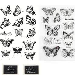 Ögonsminkningsset, transparent fjärilsförsegling, Eyeliner fjärilsförsegling, hjälpverktyg, akrylplatta, bläckplatta, mönster 1 + 2 + bläckplatta> Smink