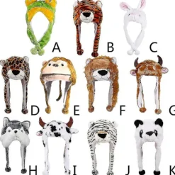 Gosedjurshatt, plyschdjur, leksaksmössa med fleecefoder, halsvärmare, festdräkt (9)> Huvudbonader