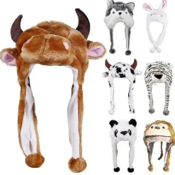 Gosedjurshatt, plyschdjur, leksaksmössa med fleecefoder, halsvärmare, festdräkt (9)><noscript><img width=