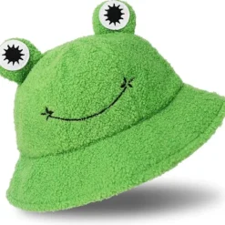 Gosig grodhatt - Grön packbar hinkhatt för höst och vinter> Huvudbonader