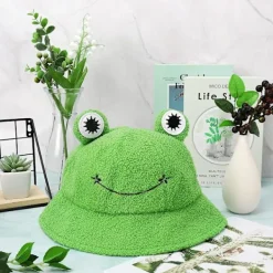 Gosig grodhatt - Grön packbar hinkhatt för höst och vinter><noscript><img width=