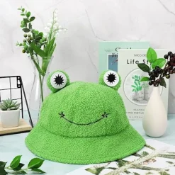 Gosig grodhatt söt vintergrön packbar hinkhatt håller värmen rolig djur><noscript><img width=