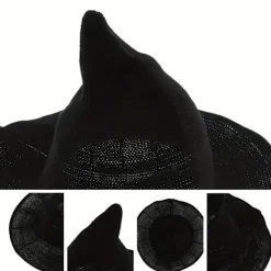 Gothic Witch Stickad Mössa för Halloween & Festliga Tillfällen[JUN]><noscript><img width=