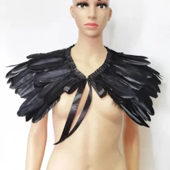 Gotisk fjädersjal Axelaccessoar Fjäder Modevinge Halloween Cosplay Kostym Karneval Klänning Maskeradkläder Dekor svart One Size_tfrf One Size> Tillbehör