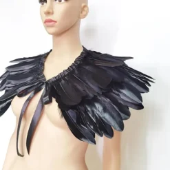 Gotisk fjädersjal Axelaccessoar Fjäder Modevinge Halloween Cosplay Kostym Karneval Klänning Maskeradkläder Dekor svart One Size_tfrf One Size><noscript><img width=