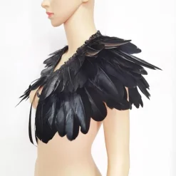 Gotisk fjädersjal Axelaccessoar Fjäder Modevinge Halloween Cosplay Kostym Karneval Klänning Maskeradkläder Dekor svart One Size_tfrf One Size><noscript><img width=