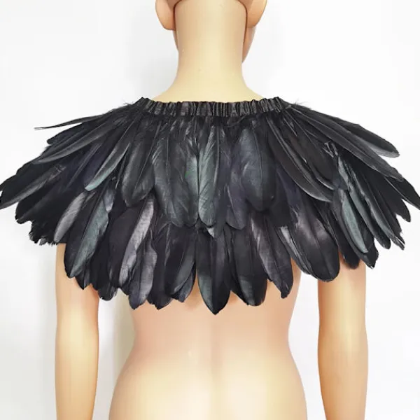Gotisk fjädersjal Axelaccessoar Fjäder Modevinge Halloween Cosplay Kostym Karneval Klänning Maskeradkläder Dekor svart One Size_tfrf One Size> Tillbehör