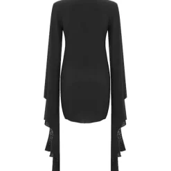 Gotisk Klänning för Kvinnor med Batvingärmar Halloween Kostym Svart Steampunk Miniklänning Vampyr Cosplay Häxkostym XL><noscript><img width=