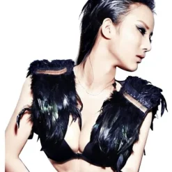 Gotisk svart fjäderkappe halsduk epaulettfjädrar axelvinge manlig kostym kvinnor> Tillbehör