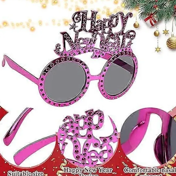 Gott Nytt År Glasögon, Nyårsafton Dekorationer, Roliga Party Glasögon, Nyårsafton Tillbehör (Guld, Silver)> Tillbehör