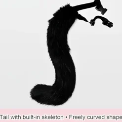 Grå Rävsvans & Kattöron Kostymset med Handskar för Halloween Cosplay><noscript><img width=