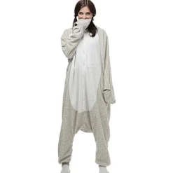Grå säl onesie för vuxna kvinnor och män djur kigurumi pyjamas tecknad pyjamas hemmakläder halloween cosplay festdräkt M><noscript><img width=