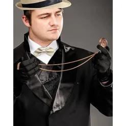 Grå 1920-tals herr beige färg Fancy Dress tillbehör Gangster Flapper Set Great Gatsby Costume Kit 1920-tal med Trilby Hat Mustache elastiska hängslen | Fyndiq><noscript><img width=