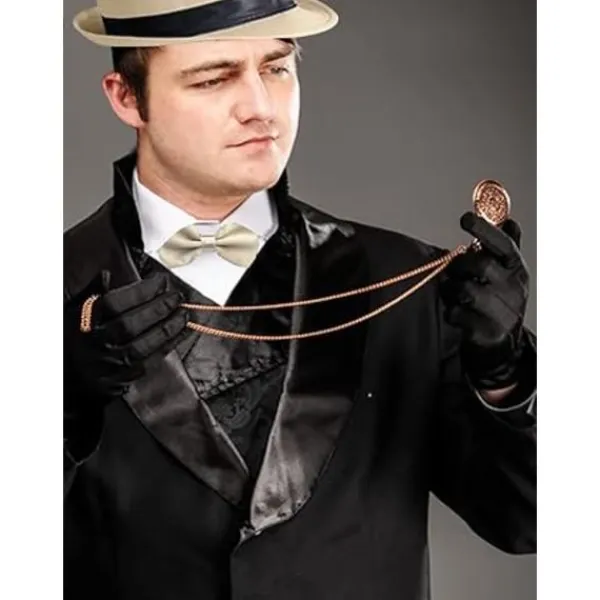 Grå 1920-tals herr beige färg Maskerad tillbehör Gangster Flapper Set Great Gatsby Kostym Kit 1920-tal med Trilby Hatt Mustasch elastiska hängslen> Tillbehör